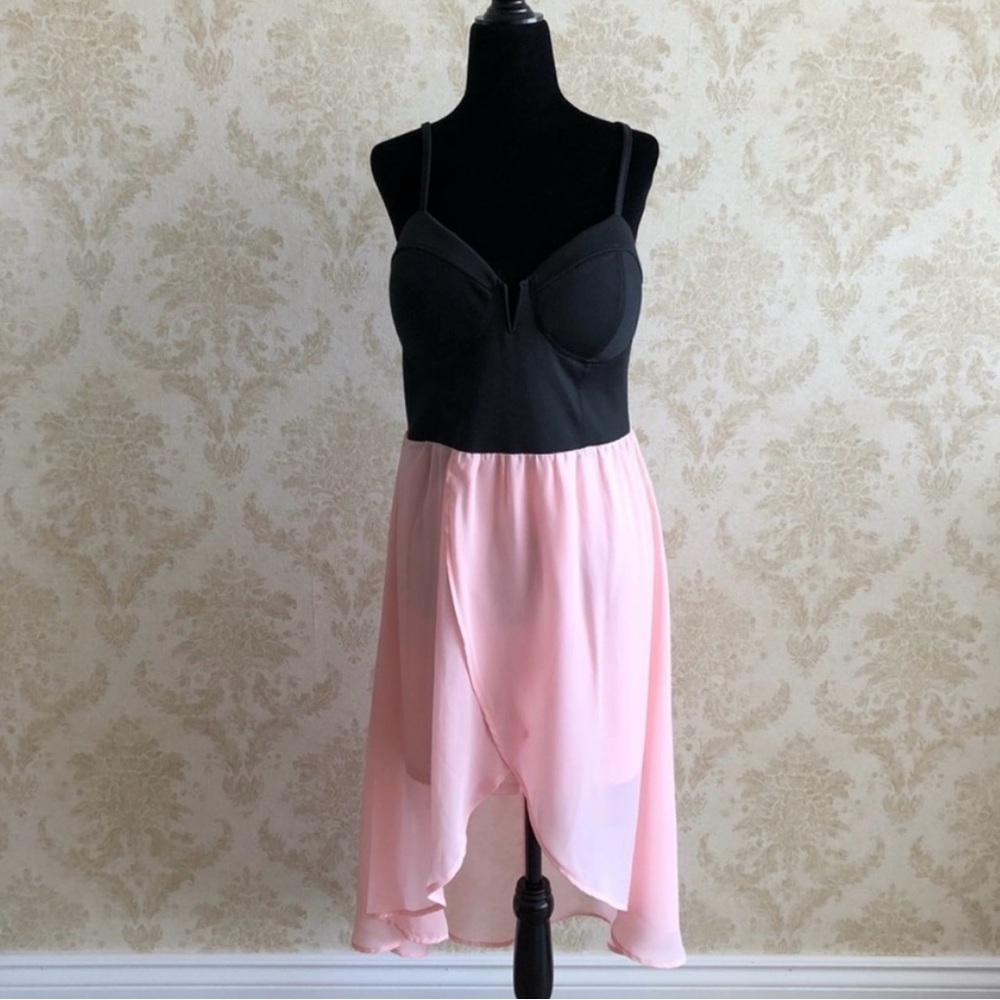BNWT Material Girl Black and Pink High-Low Dress